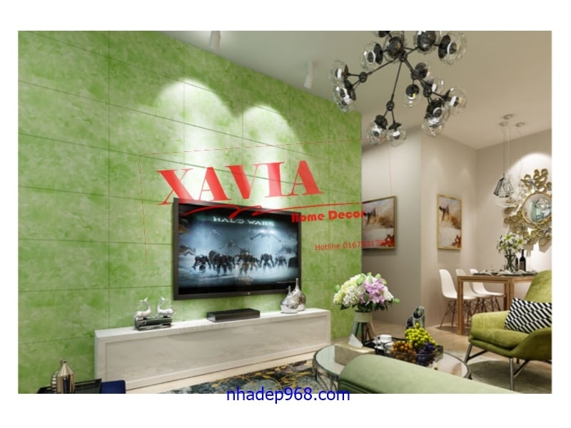 xốp dan tường vân đá cho phong khách